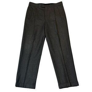 SOLC Brooks Brothers mens 34x31 gray solid flannel 100% wool pleated dress pants